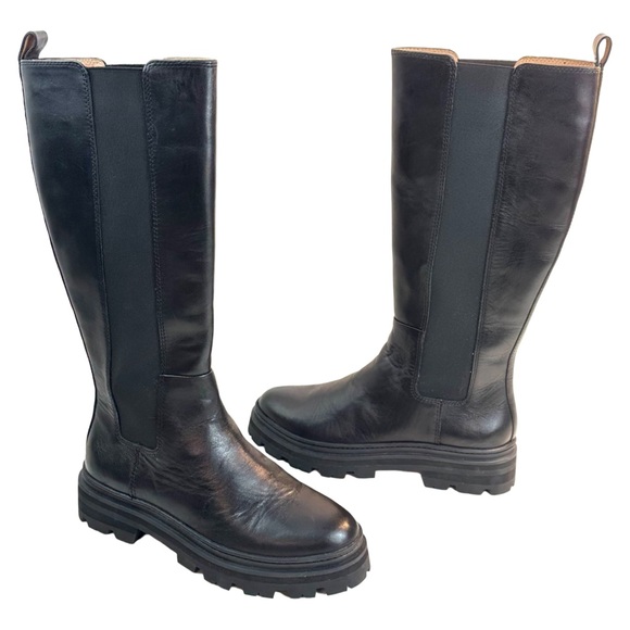 Madewell The Poppy Tall Lugsole Boot with Extended Calf Size:7.5Color:True Black - Picture 6 of 16